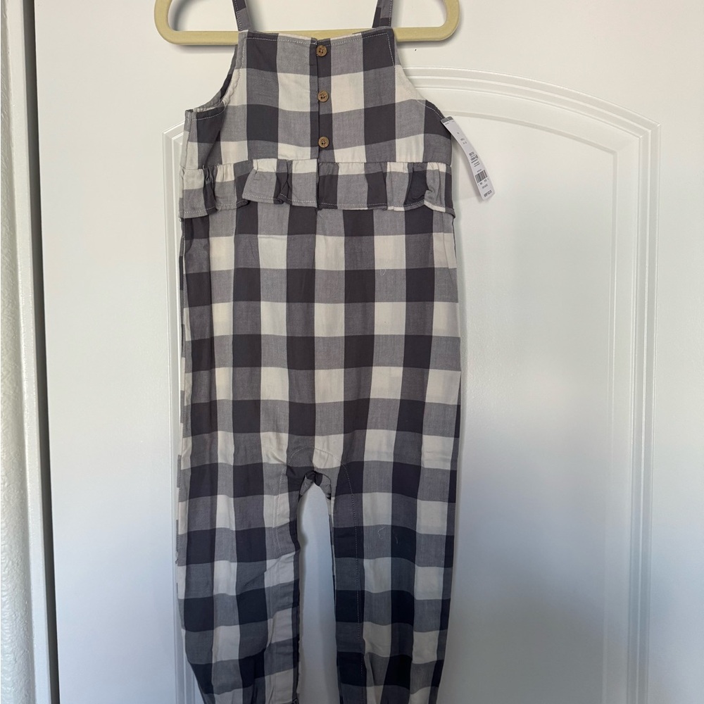 Kids Checkered Jumpsuit - Gray and White
